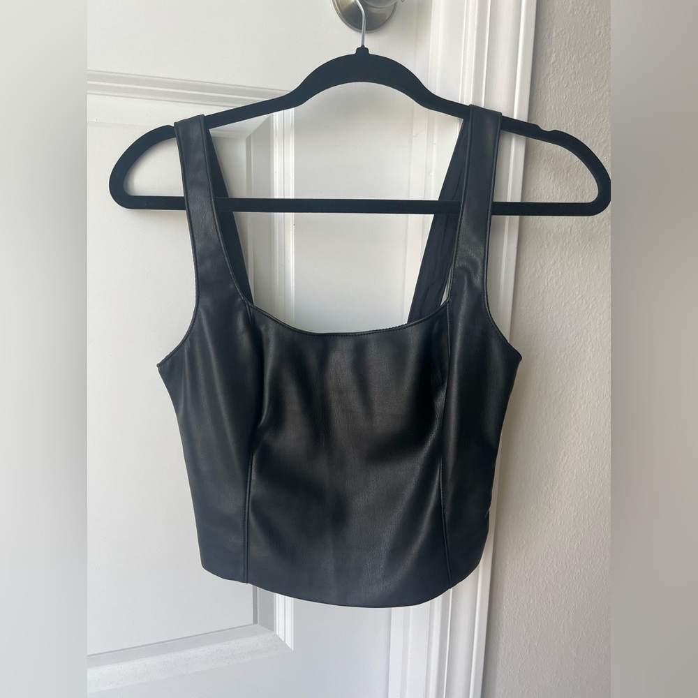 Vegan leather Abercrombie crop top